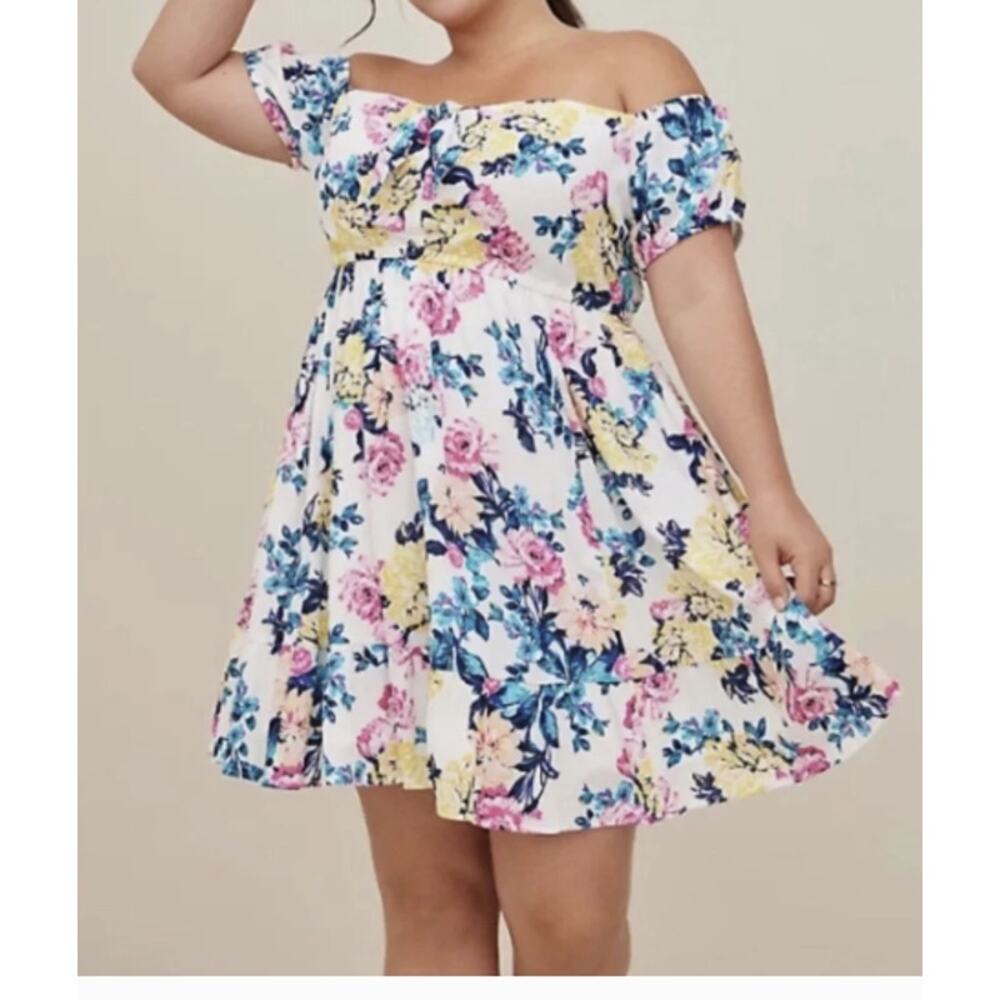 Torrid Floral Babydoll Skater Mini Dress Cottagecore Coquette 3X Pockets